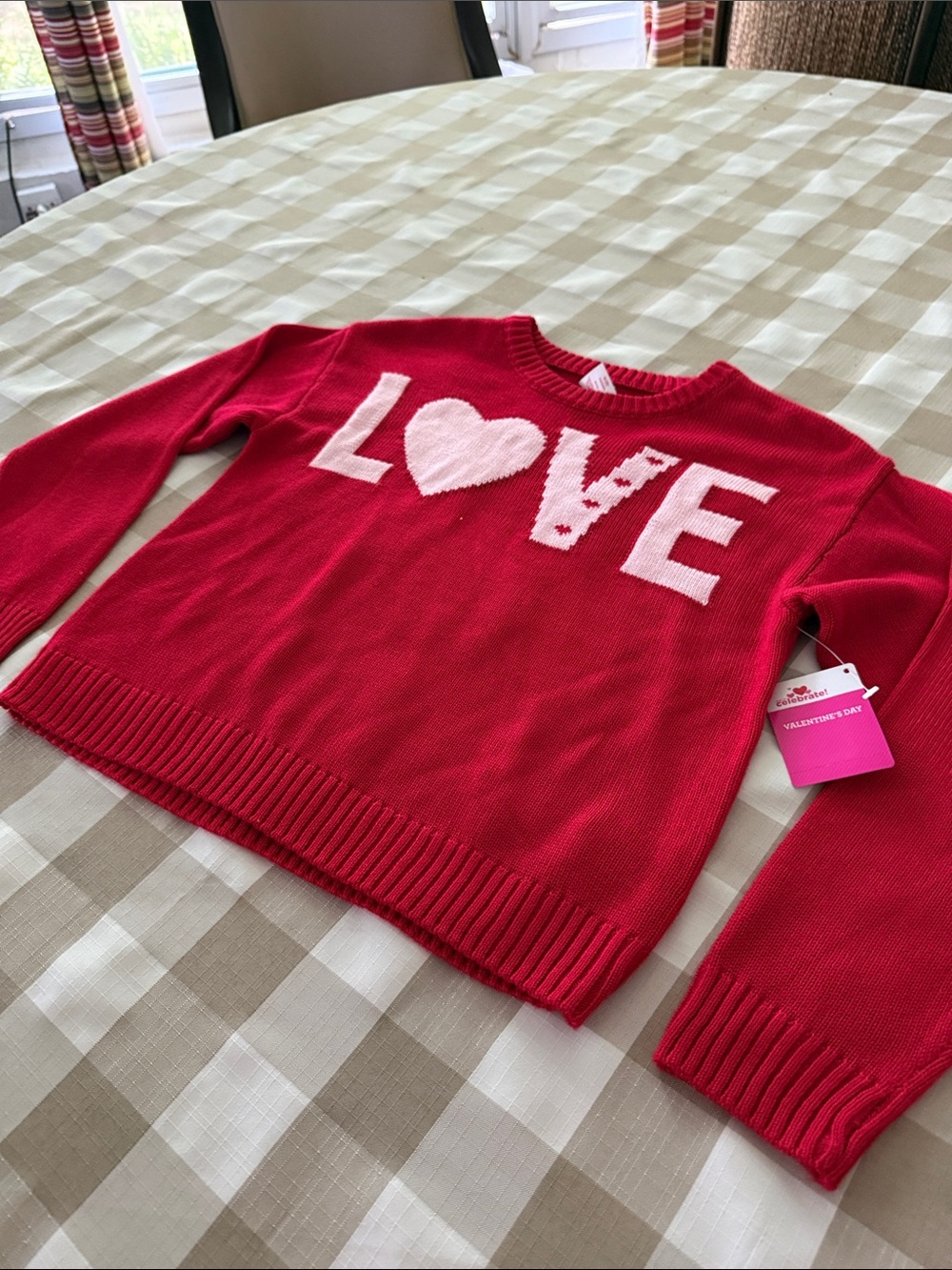 Kids Red 'LOVE' Heart Knit Sweater